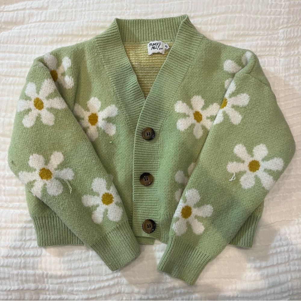 Princess Polly Green Daisy Sweater